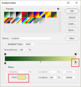 Adjust the foreground or background color of the gradient map.