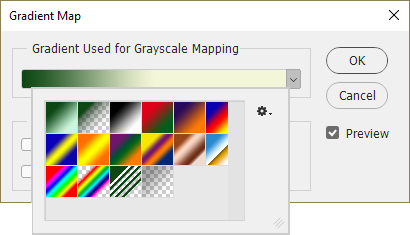 Pick a preset for the gradient map.