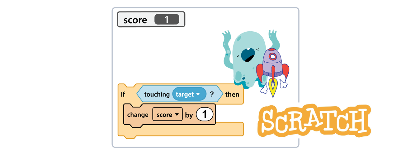 Identify four sensing blocks used in Scratch and describe what they do.