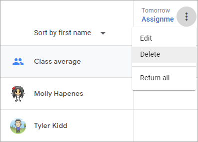 can you delete assignments in google classroom