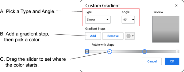 gradients in Google Docs