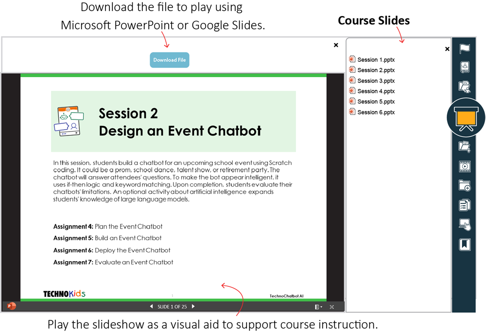 Course Slides on Educational Platform