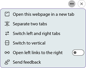 split screen menu in edge